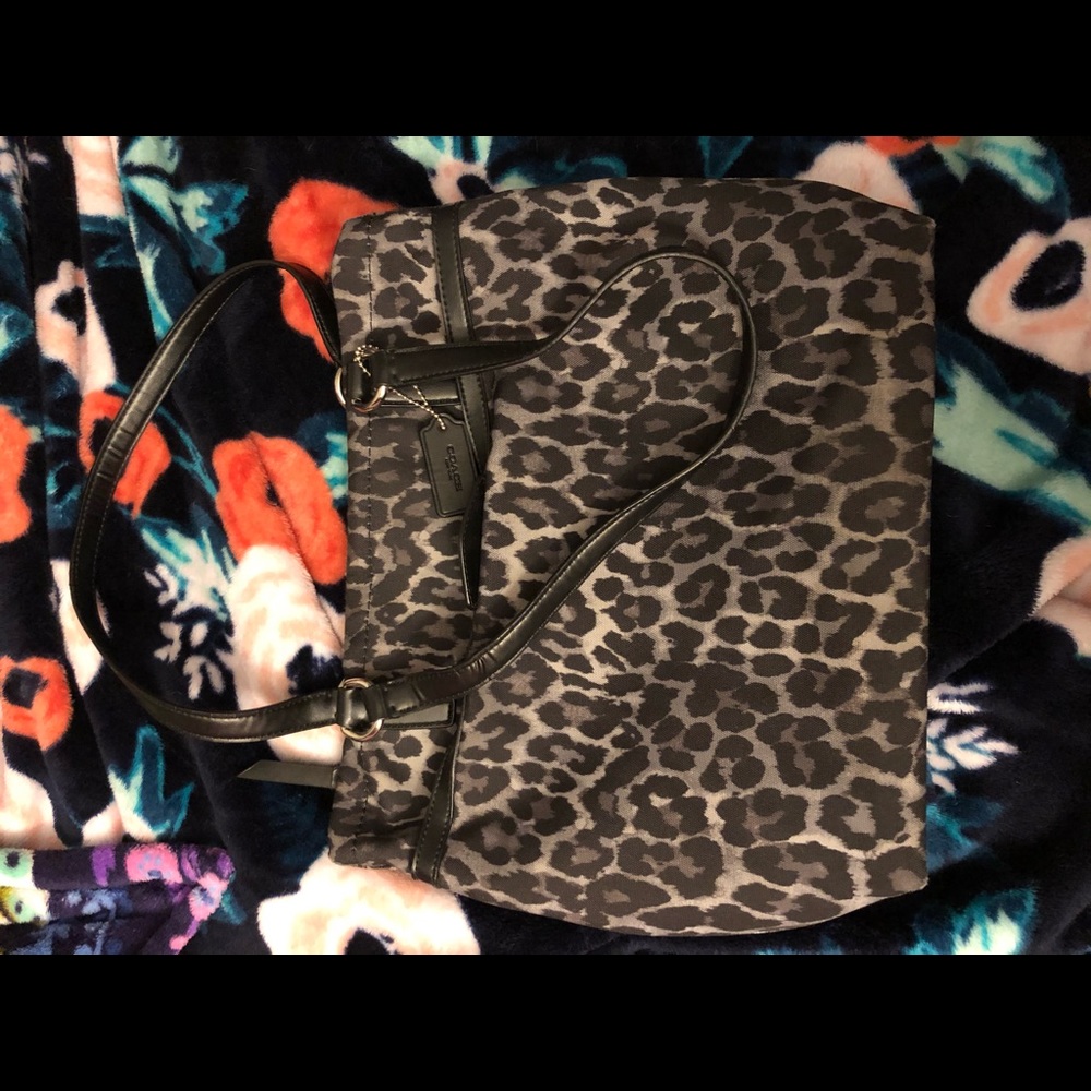 Black coach cheetah print purse